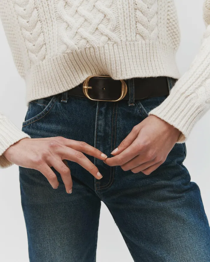 NILI BELT Black Wantique Brass Buckle Women Nili Lotan Belts and Accessories