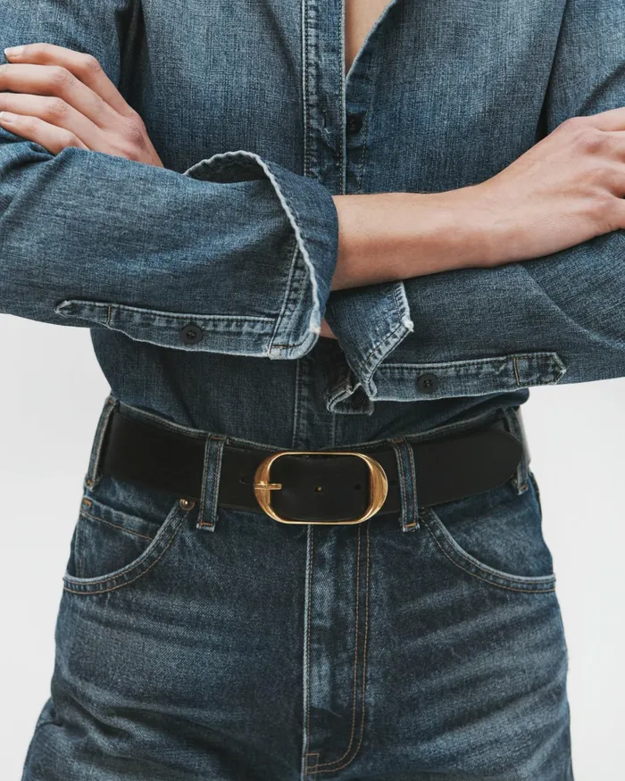 NILI BELT Black Wantique Brass Buckle Women Nili Lotan Belts and Accessories