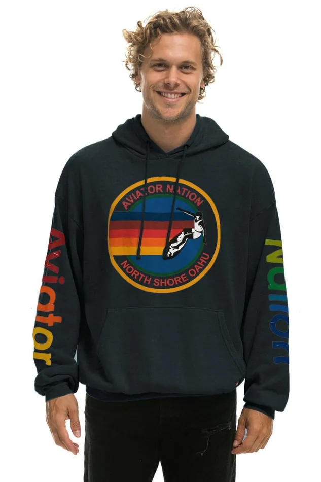 North Shore Relaxed Pullover Hoodie 8211 Charcoal WomenMen Aviator Nation Hoodies