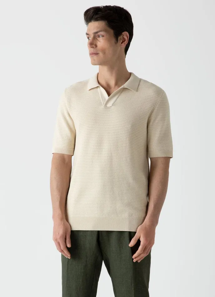 Open Textured Polo Shirt Ecru Men SUNSPEL Polo Shirts