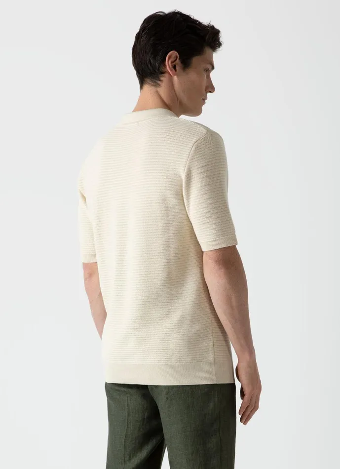 Open Textured Polo Shirt Ecru Men SUNSPEL Polo Shirts
