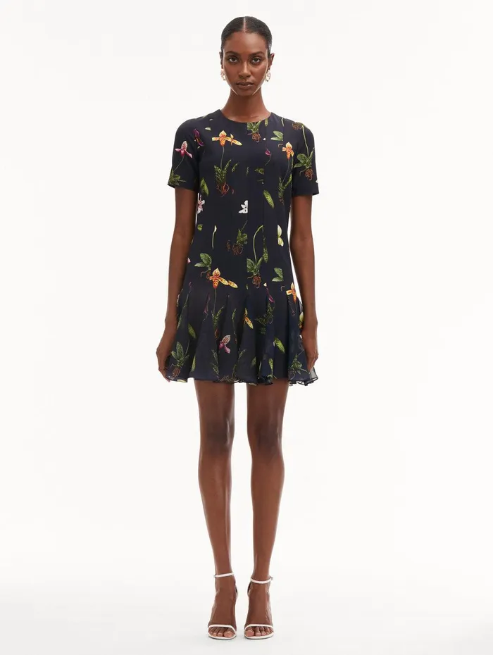 Orchid Cady Inset Mini Dress Navy Multi Women Oscar De La Renta Dresses Orchid Cady Inset Mini Dress Navy Multi Women Oscar De La Renta Dresses
