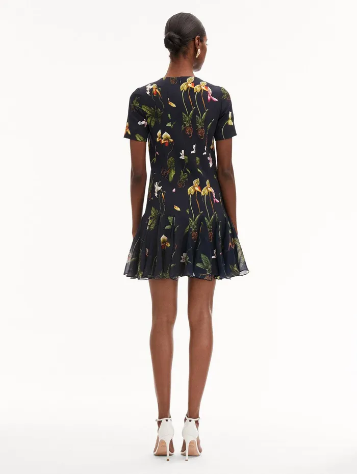 Orchid Cady Inset Mini Dress Navy Multi Women Oscar De La Renta Dresses Orchid Cady Inset Mini Dress Navy Multi Women Oscar De La Renta Dresses