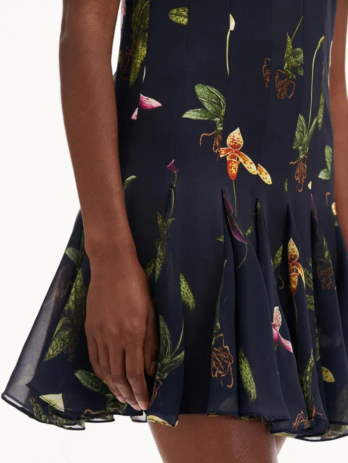 Orchid Cady Inset Mini Dress Navy Multi Women Oscar De La Renta Dresses Orchid Cady Inset Mini Dress Navy Multi Women Oscar De La Renta Dresses