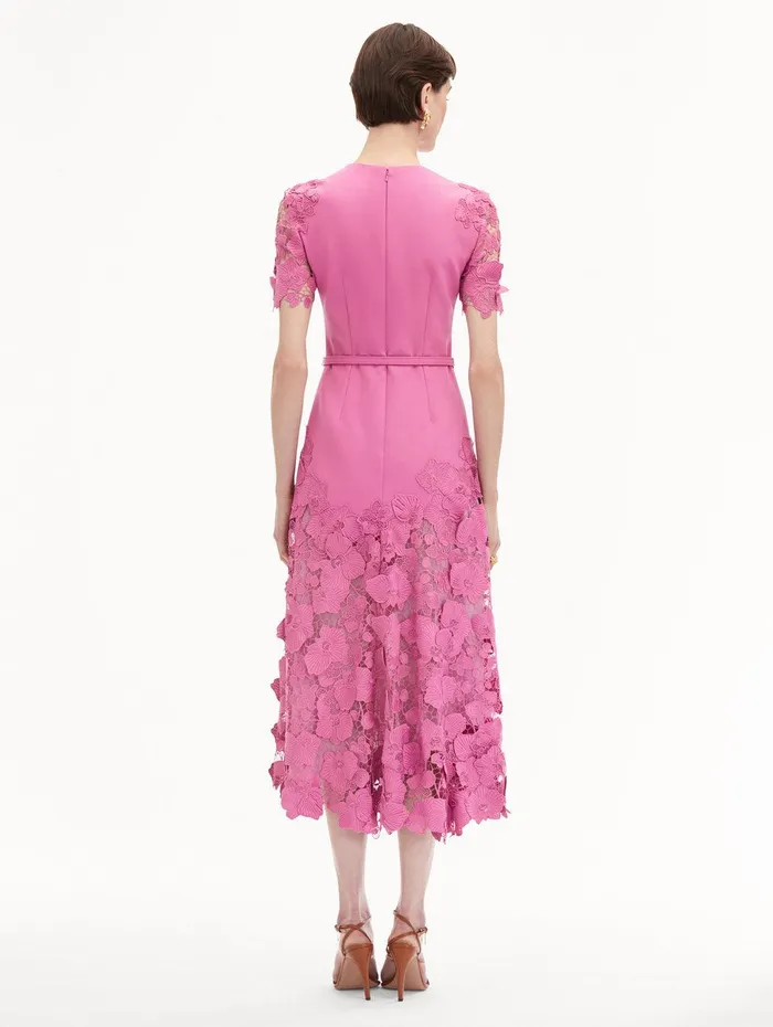 Orchid Guipure Lace Inset Dress Rosehip Women Oscar De La Renta Dresses Orchid Guipure Lace Inset Dress Rosehip Women Oscar De La Renta Dresses