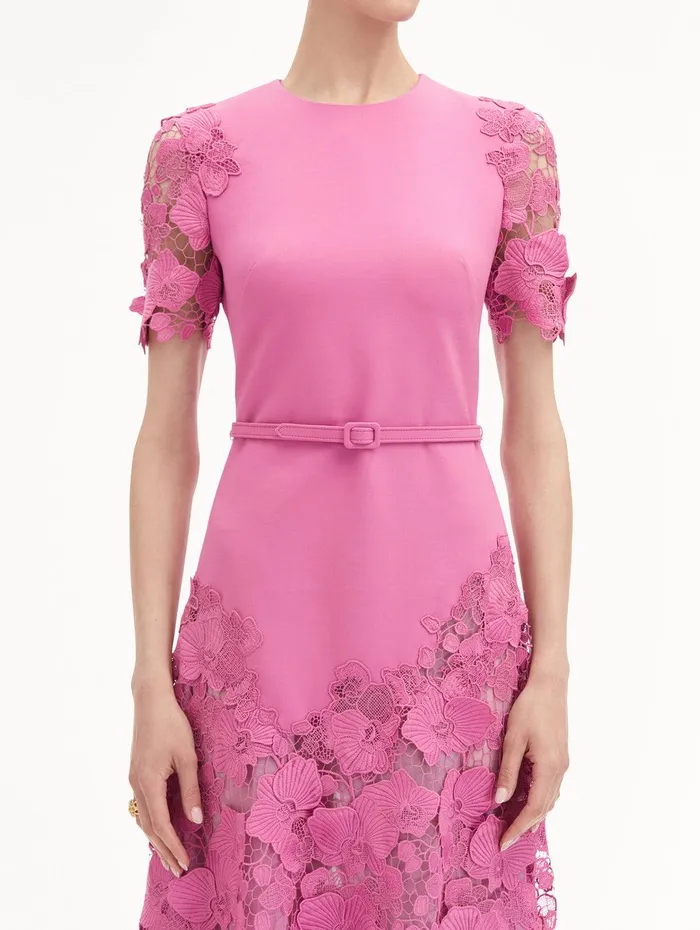 Orchid Guipure Lace Inset Dress Rosehip Women Oscar De La Renta Dresses Orchid Guipure Lace Inset Dress Rosehip Women Oscar De La Renta Dresses