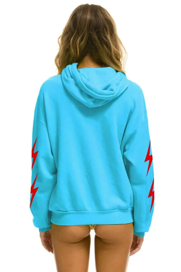 Outside Lands 2024 Relaxed Pullover Hoodie 8211 Neon Blue WomenMen Aviator Nation Hoodies