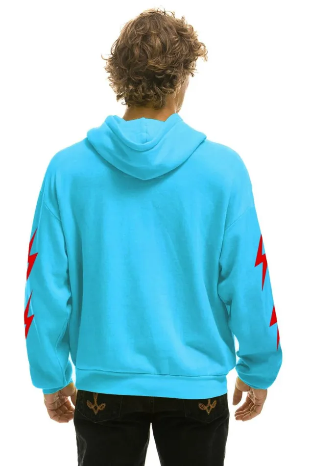 Outside Lands 2024 Relaxed Pullover Hoodie 8211 Neon Blue WomenMen Aviator Nation Hoodies