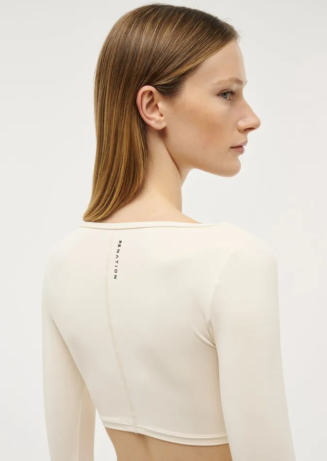 PE Nation LongSleeveTops Women BALANCE LONG SLEEVE TOP IN WHISPER WHITE