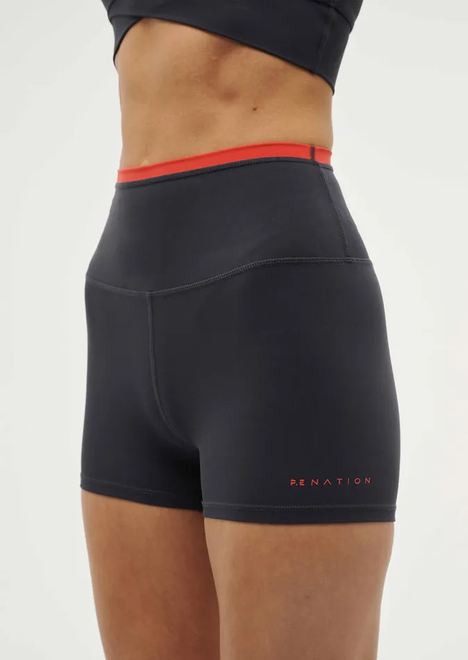PE Nation VITA 2 58243 BIKE SHORT IN MARINE BLUE POPPY RED Women ActivewearShorts