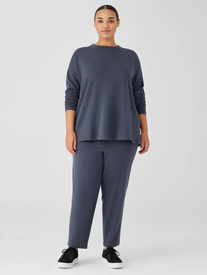 Pants Shorts and Jumpsuits Women Eileen Fisher Cozy Brushed Terry Hug Slouchy Pant Ocean