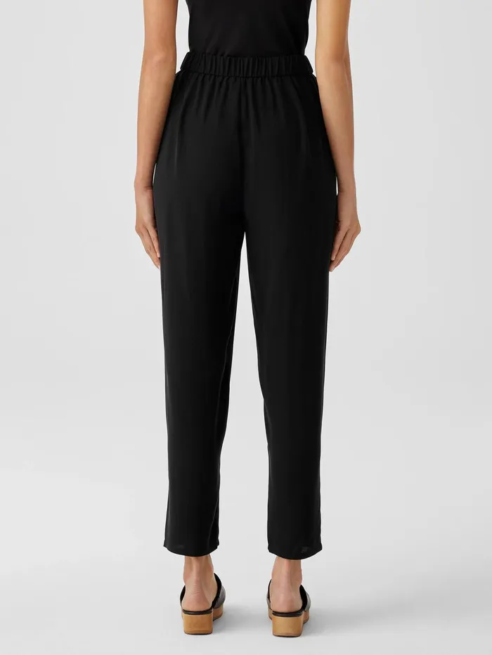 Pants Shorts and Jumpsuits Women Eileen Fisher Silk Georgette Crepe Tapered Pant Black