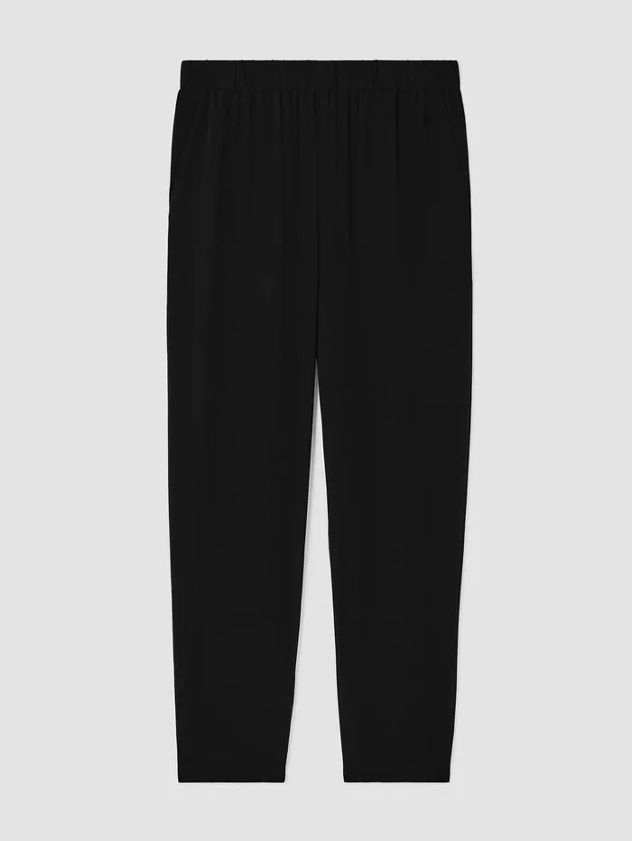 Pants Shorts and Jumpsuits Women Eileen Fisher Silk Georgette Crepe Tapered Pant Black