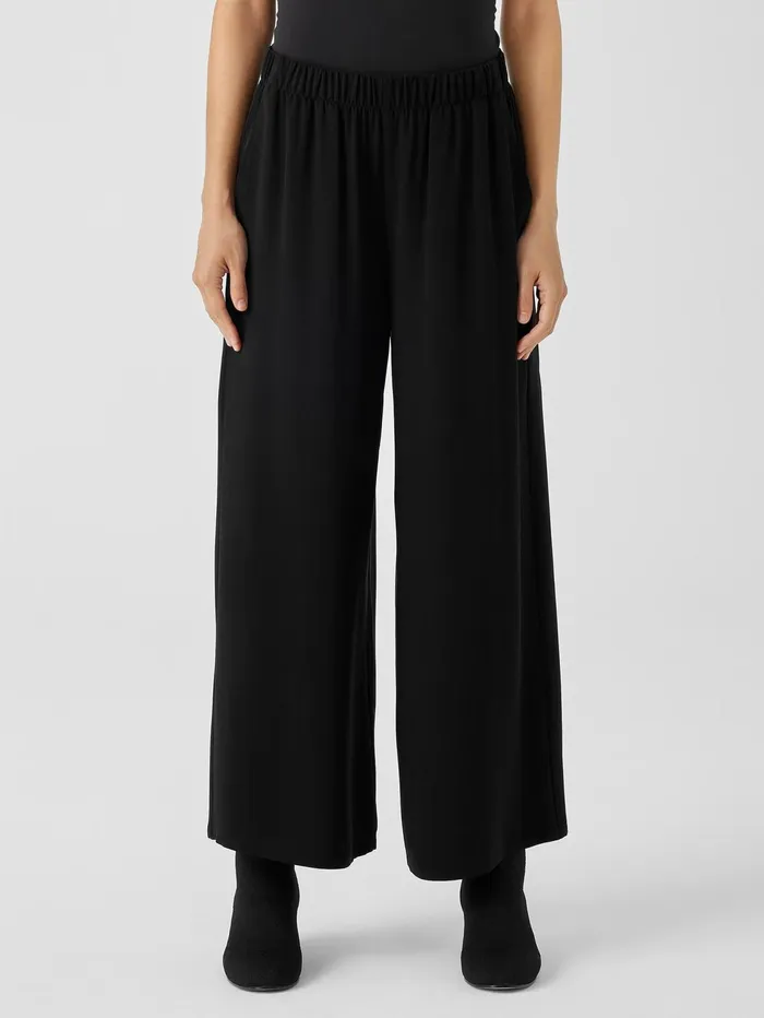 Pants Shorts and Jumpsuits Women Eileen Fisher Silk Georgette Crepe WideLeg Pant Black