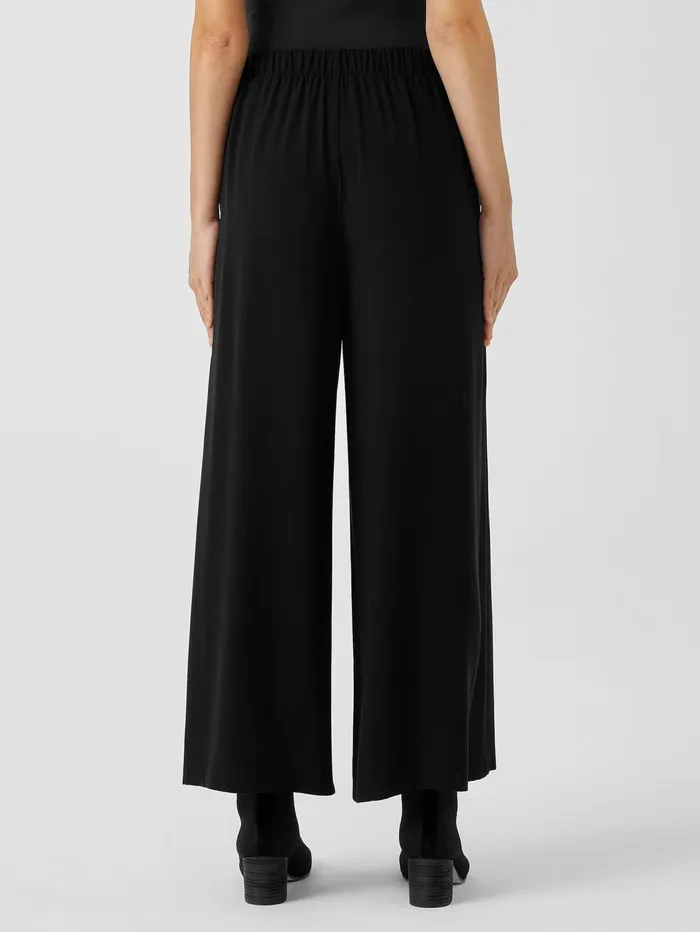Pants Shorts and Jumpsuits Women Eileen Fisher Silk Georgette Crepe WideLeg Pant Black