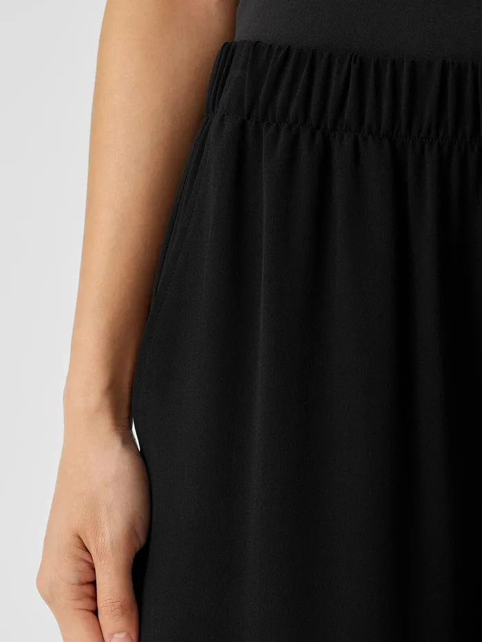 Pants Shorts and Jumpsuits Women Eileen Fisher Silk Georgette Crepe WideLeg Pant Black