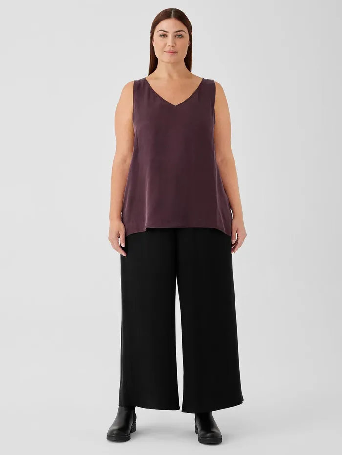 Pants Shorts and Jumpsuits Women Eileen Fisher Silk Georgette Crepe WideLeg Pant Black