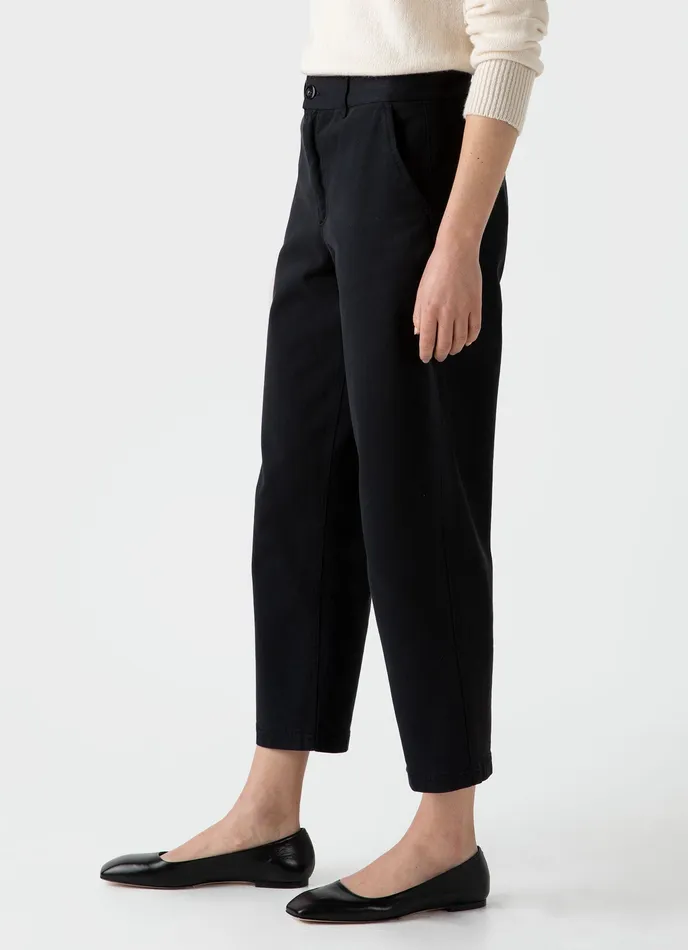 Pants ussunspel Women Cotton Tapered Trouser Black Pants ussunspel Women Cotton Tapered Trouser Black