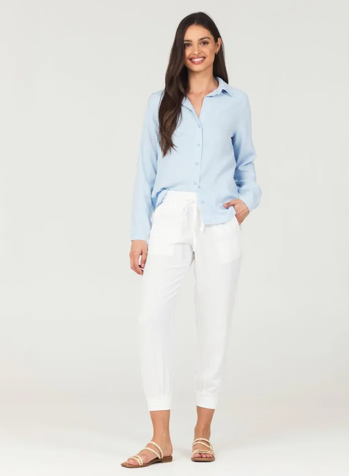 Pants Women Bella Dahl Easy Drawstring Jogger 8211 White