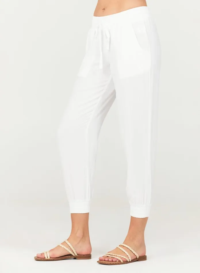 Pants Women Bella Dahl Easy Drawstring Jogger 8211 White Pants Women Bella Dahl Easy Drawstring Jogger 8211 White