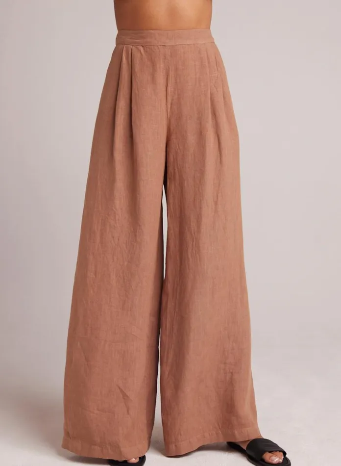Pants Women Bella Dahl High Waisted Linen Pleated Pant 8211 Desert Brown Pants Women Bella Dahl High Waisted Linen Pleated Pant 8211 Desert Brown