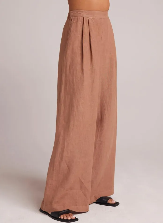 Pants Women Bella Dahl High Waisted Linen Pleated Pant 8211 Desert Brown Pants Women Bella Dahl High Waisted Linen Pleated Pant 8211 Desert Brown