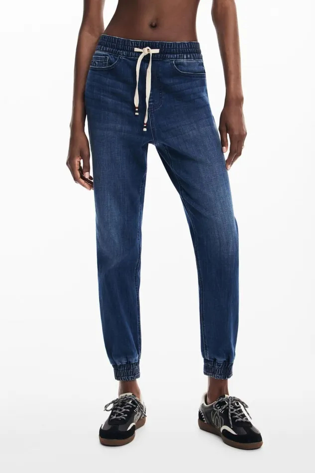 Pants Women Desigual Denim Jogger Pants Blue