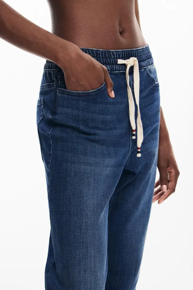 Pants Women Desigual Denim Jogger Pants Blue