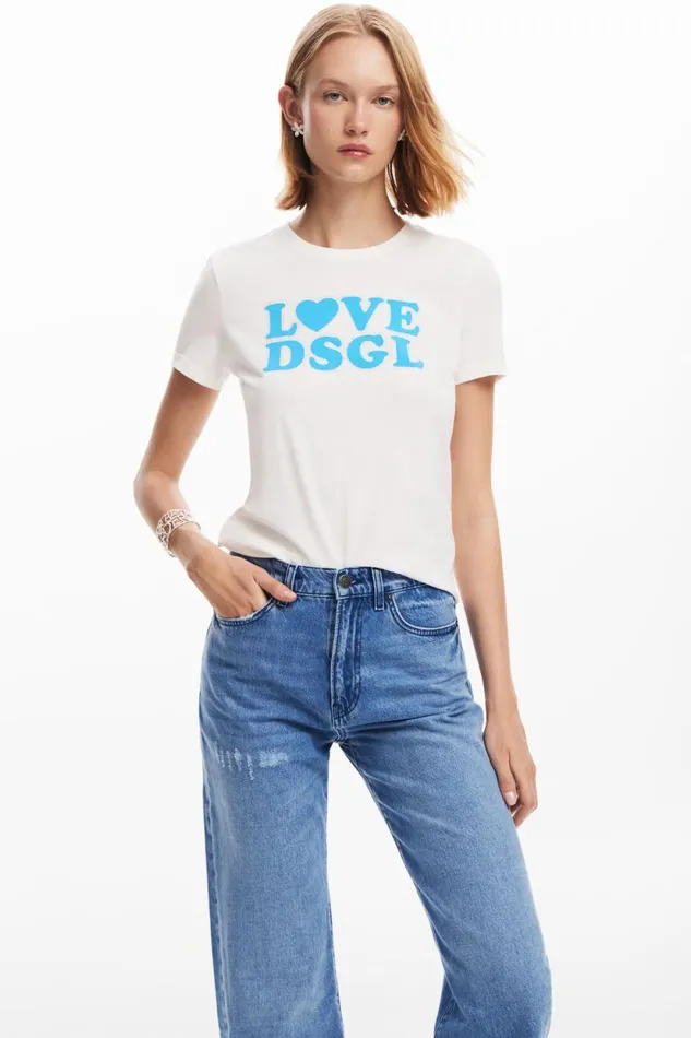 Pants Women Desigual Denim With Daisy Illustration Blue