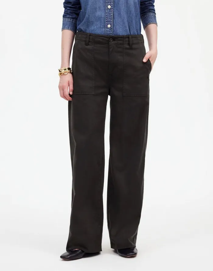 Pants Women Madewell LowSlung Baggy Utility Pants Almost Black