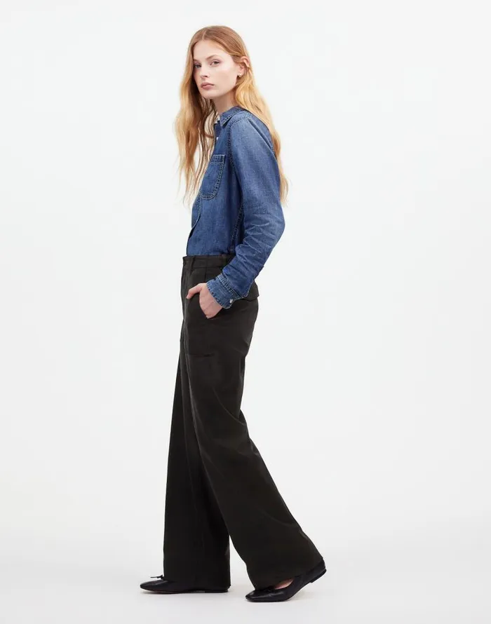 Pants Women Madewell LowSlung Baggy Utility Pants Almost Black