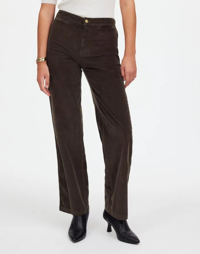 Pants Women Madewell The Emmett WideLeg Pant In Corduroy Welt Pocket Edition Dark Carob