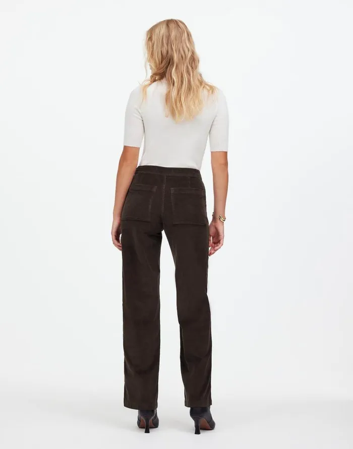 Pants Women Madewell The Emmett WideLeg Pant In Corduroy Welt Pocket Edition Dark Carob