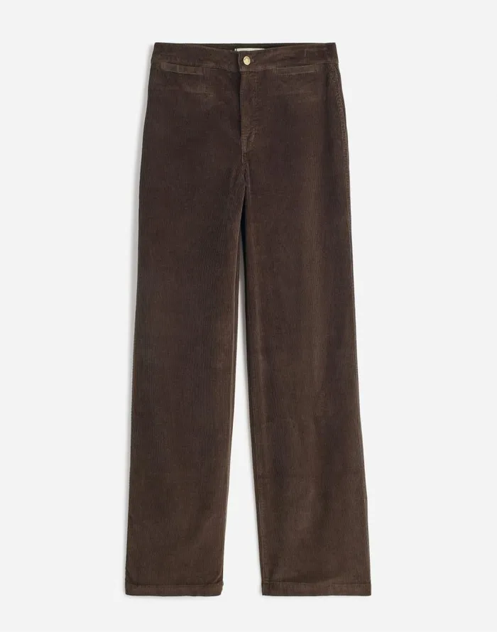 Pants Women Madewell The Emmett WideLeg Pant In Corduroy Welt Pocket Edition Dark Carob