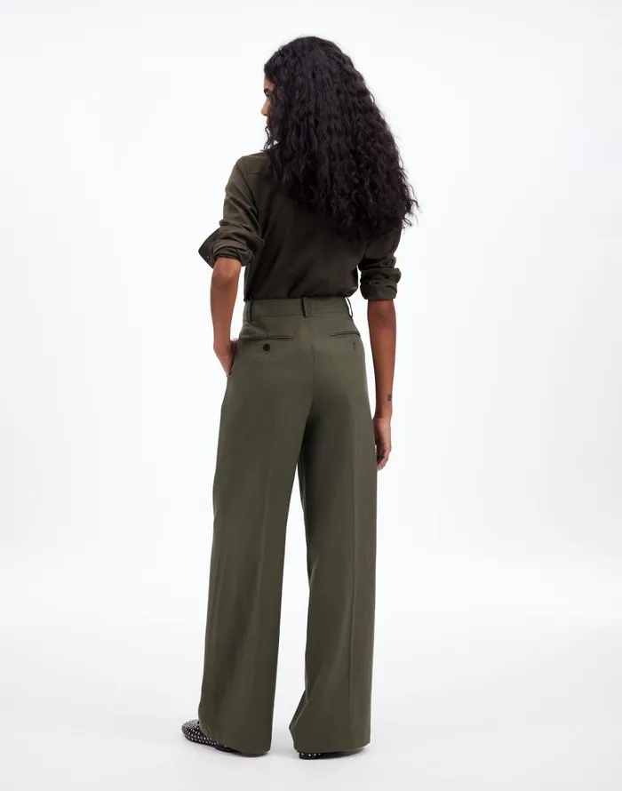 Pants Women Madewell The Harlow WideLeg Pant In Drapey Twill Faded Ivy