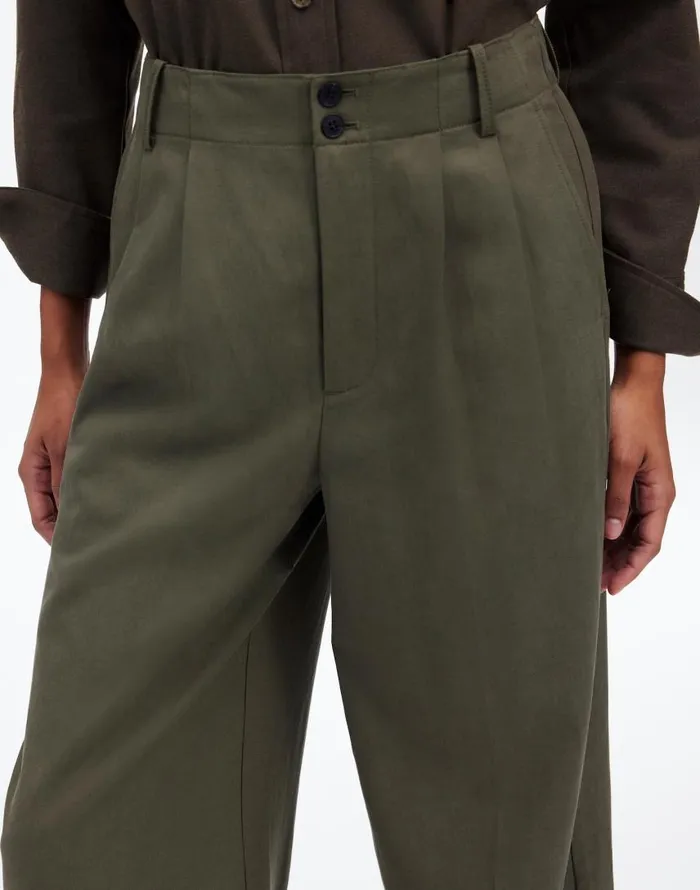 Pants Women Madewell The Harlow WideLeg Pant In Drapey Twill Faded Ivy