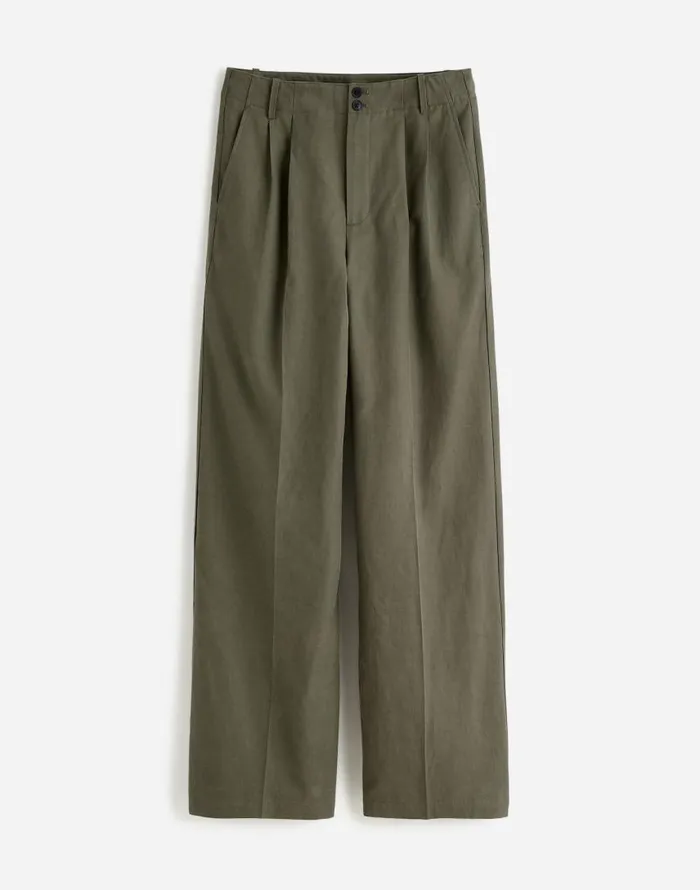 Pants Women Madewell The Harlow WideLeg Pant In Drapey Twill Faded Ivy