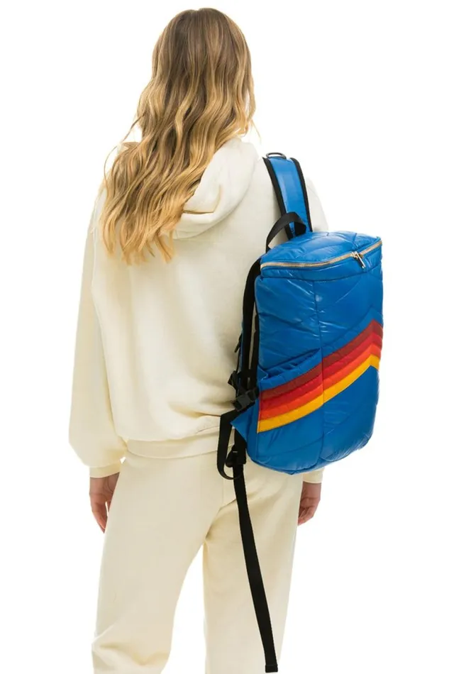 Peak Puffer Backpack 8211 Snorkel Blue Glossy WomenMen Aviator Nation Backpacks