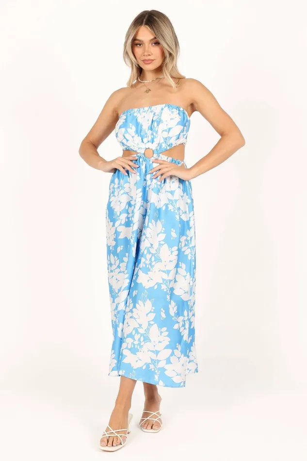Petal and Pup Elodie Tube Belted Jumpsuit BlueWhite Women Jumpsuits and Rompers