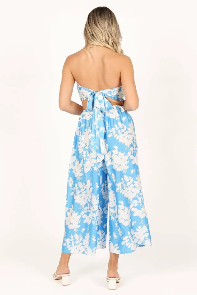 Petal and Pup Elodie Tube Belted Jumpsuit BlueWhite Women Jumpsuits and Rompers