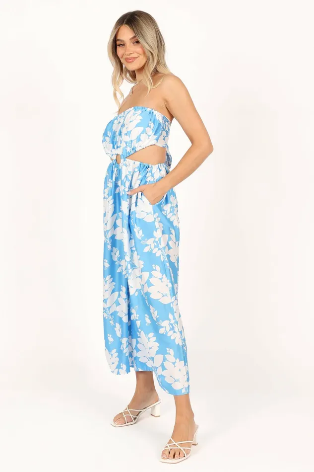 Petal and Pup Elodie Tube Belted Jumpsuit BlueWhite Women Jumpsuits and Rompers