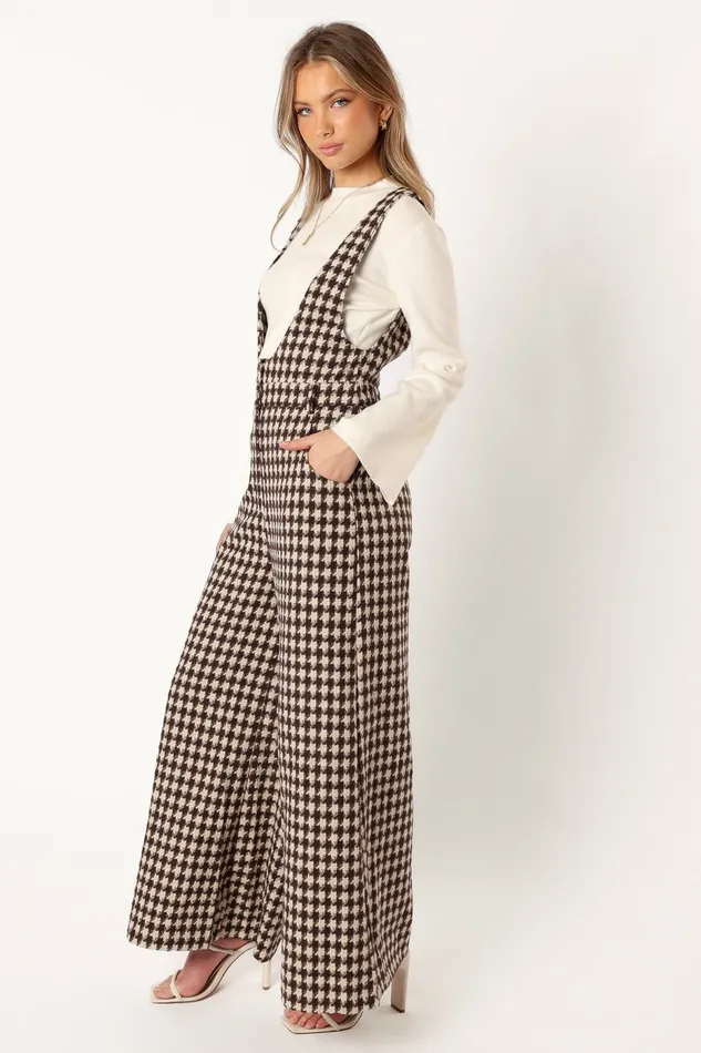 Petal and Pup Jumpsuits and Rompers Women Jackson Jumpsuit Tan Houndstooth