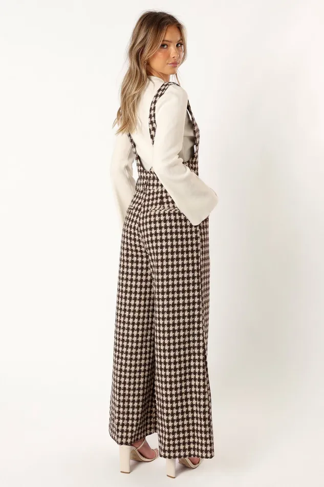 Petal and Pup Jumpsuits and Rompers Women Jackson Jumpsuit Tan Houndstooth