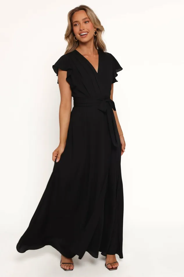 Petal and Pup Maverick Wrap Maxi Dress Black Women Event Dresses