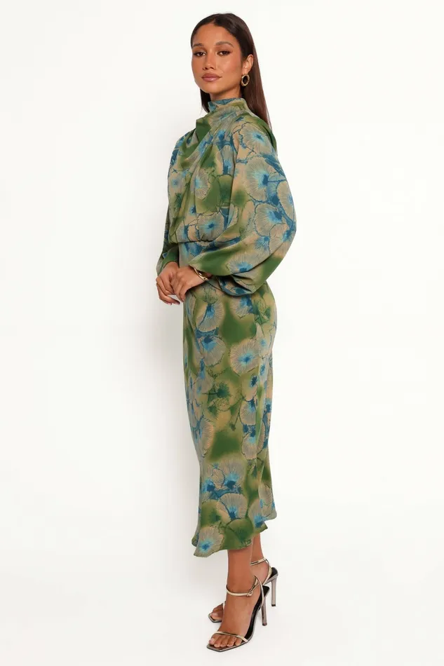 Petal and Pup Perrie Long Sleeve Midi Dress Green Women Long Sleeve Dresses
