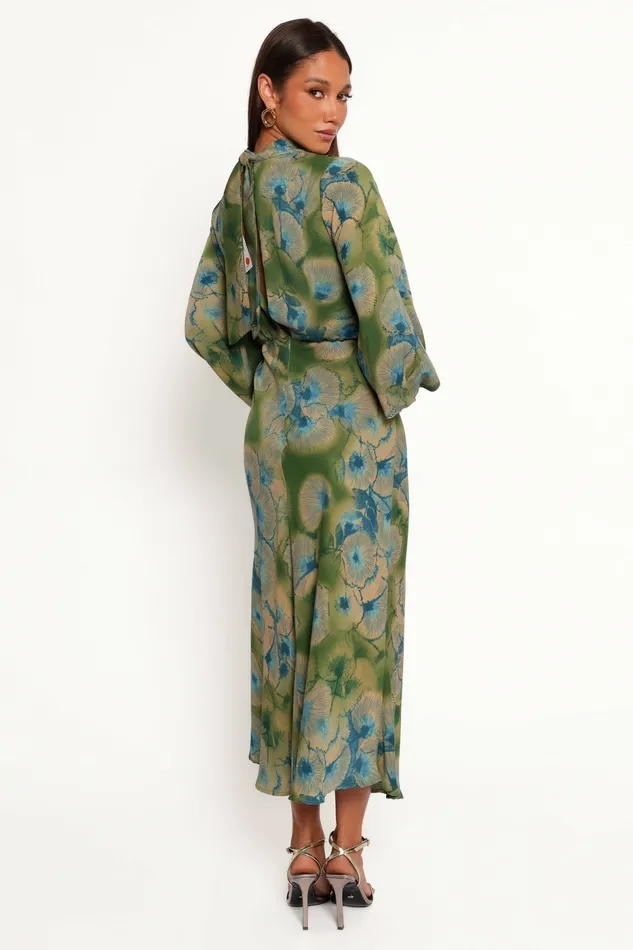 Petal and Pup Perrie Long Sleeve Midi Dress Green Women Long Sleeve Dresses