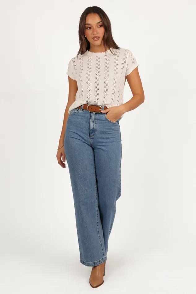 Petal and Pup Tops Women Analynn Knit Top Cream