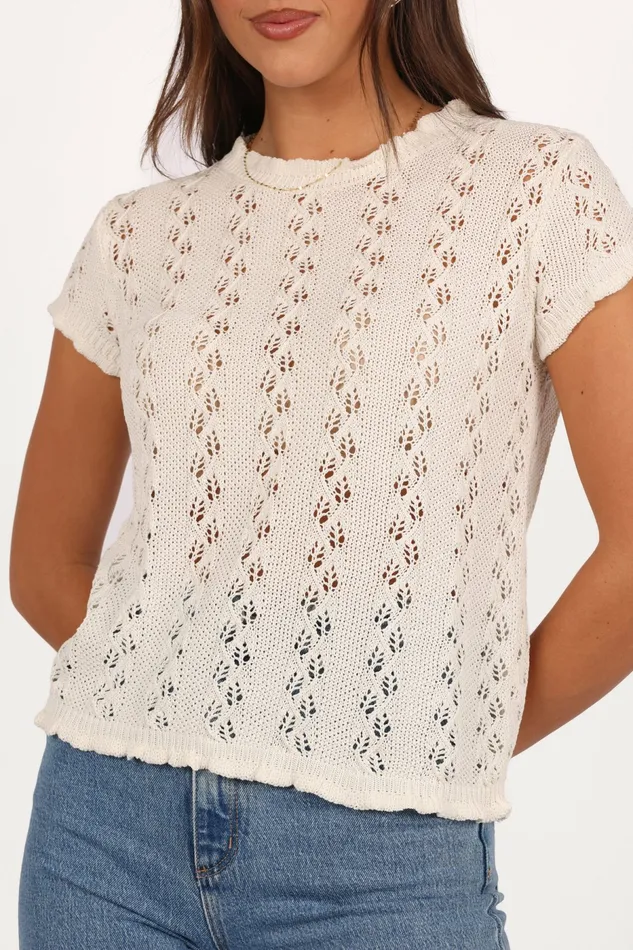 Petal and Pup Tops Women Analynn Knit Top Cream