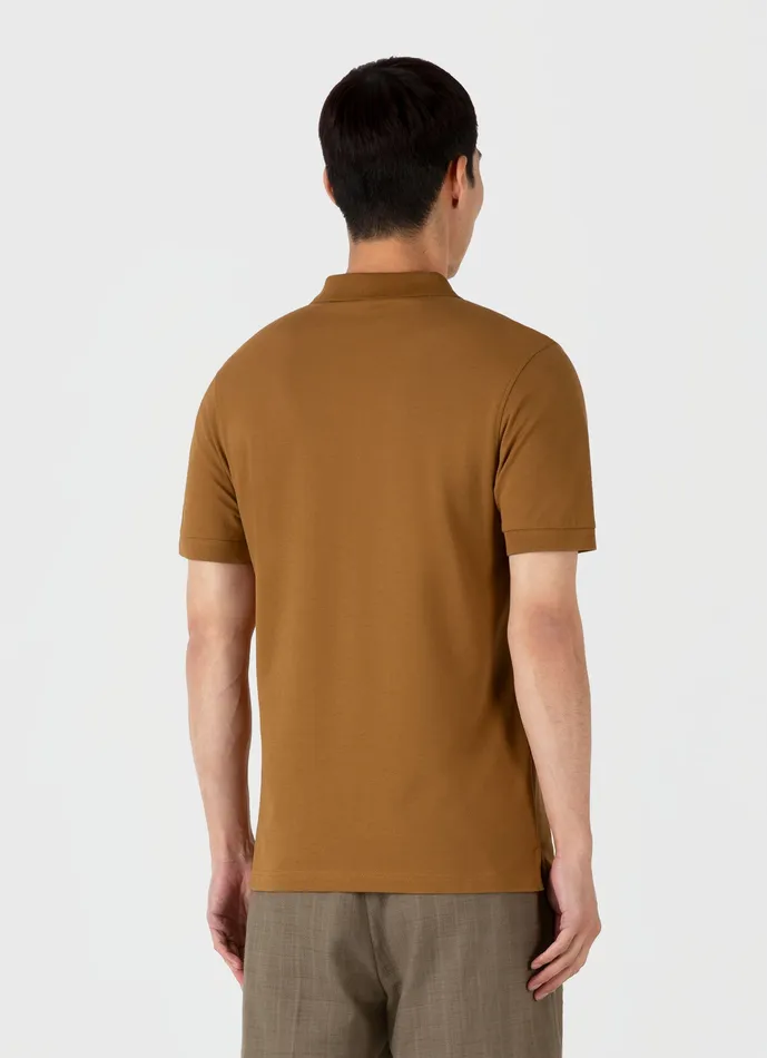 Piqu Polo Shirt Golden Brown Polo Shirts ussunspel Men Piqu Polo Shirt Golden Brown Polo Shirts ussunspel Men
