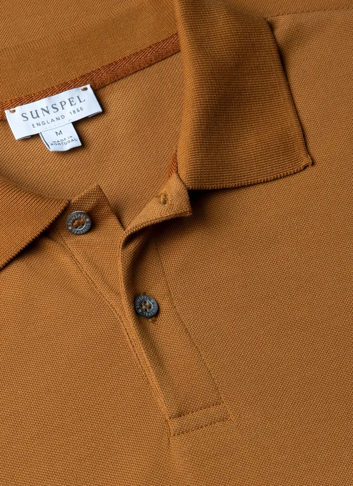 Piqu Polo Shirt Golden Brown Polo Shirts ussunspel Men Piqu Polo Shirt Golden Brown Polo Shirts ussunspel Men